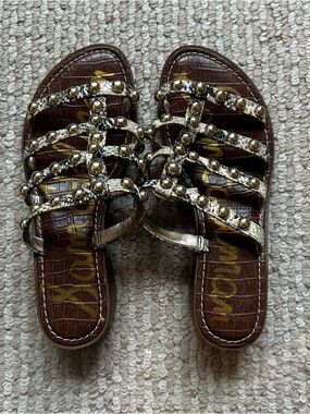Sam Edelman Juniper Snake Print Glenn Studded Slide Sandals